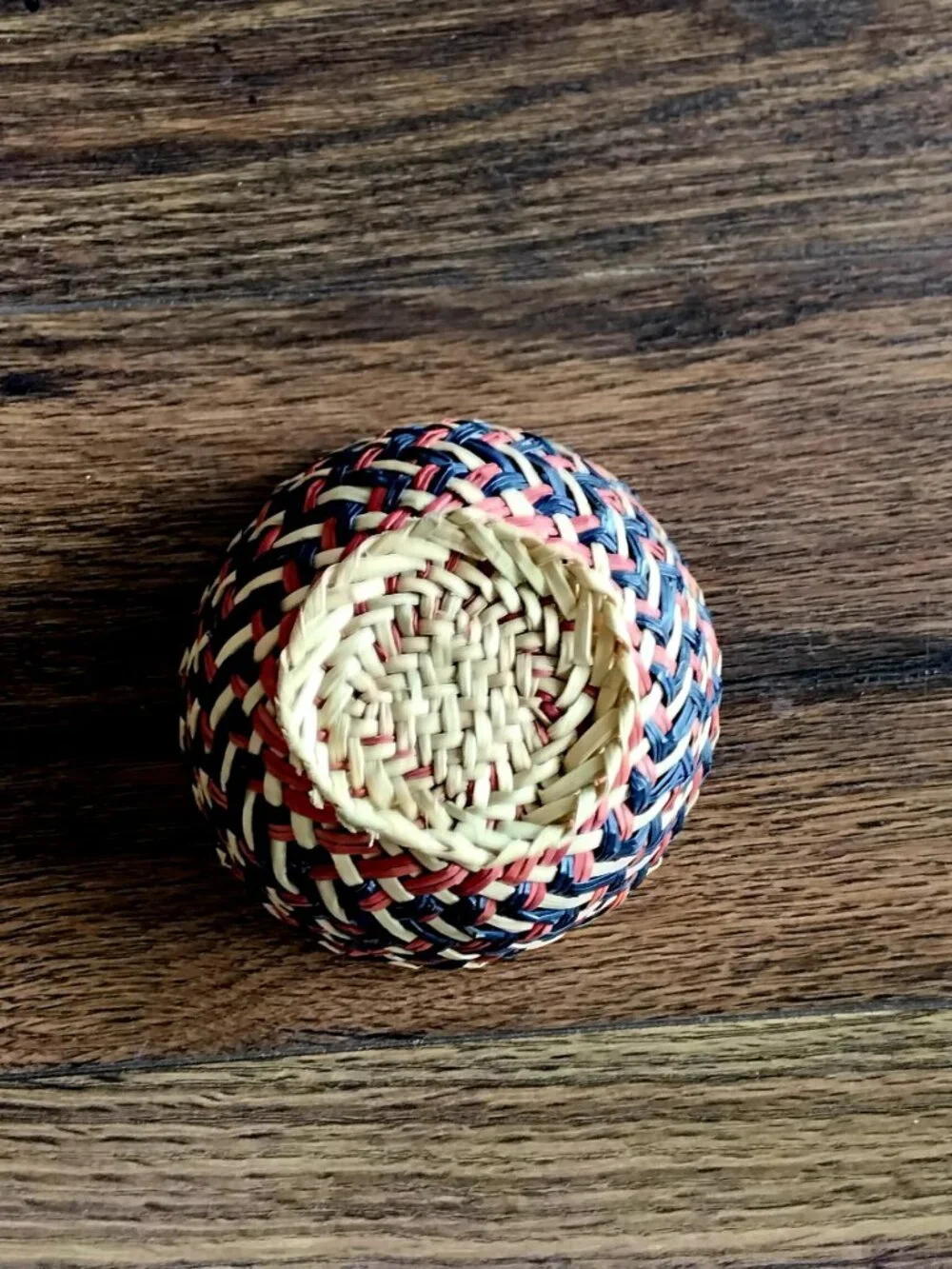 Sm. Native American Hand Woven Double Weave Pattern Basket